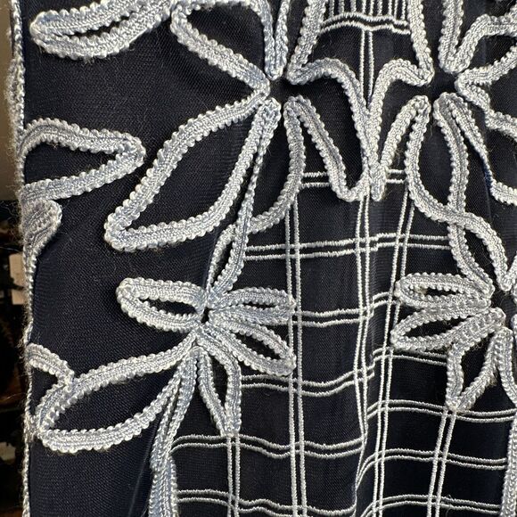 BELLE BADGLEY MISCHKA Women's Navy Blue &‎ Light Blue Sheath Appliqué Dress SZ 8 - Picture 4 of 8